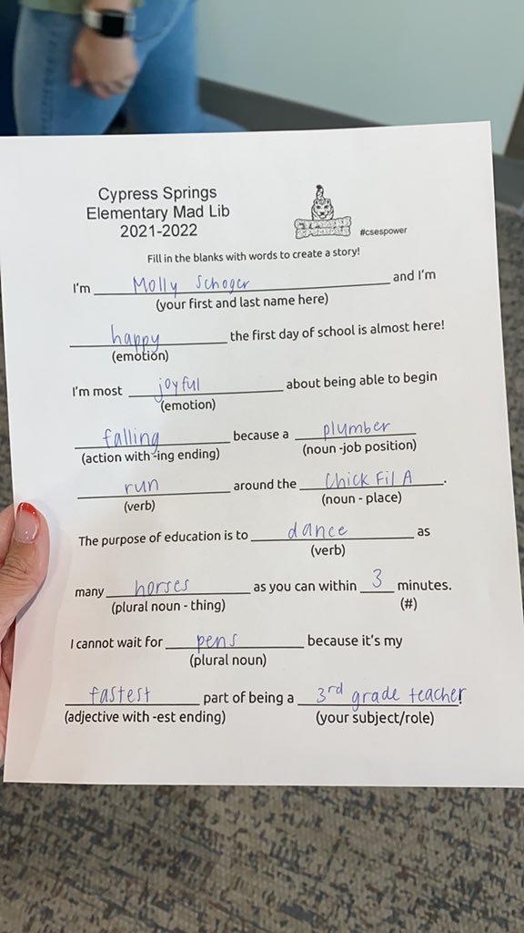 mrsmasseycse's tweet photo. Fun with Mad Libs 🤣 #CSESPower https://t.co/OrsyjrWy0y