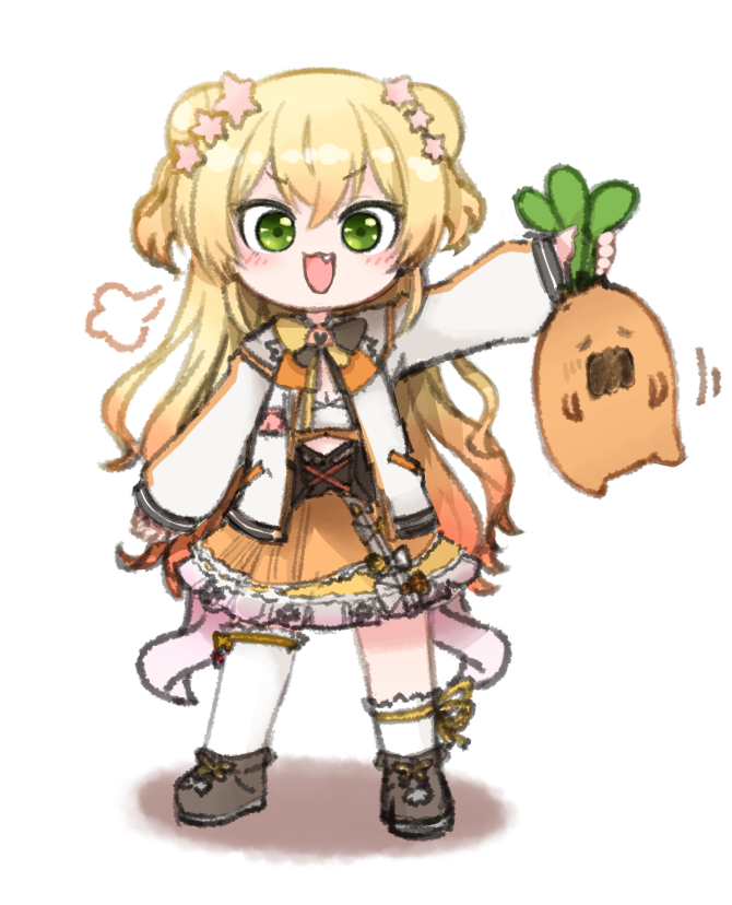 momosuzu nene 1girl blonde hair green eyes two side up orange skirt white jacket long hair  illustration images