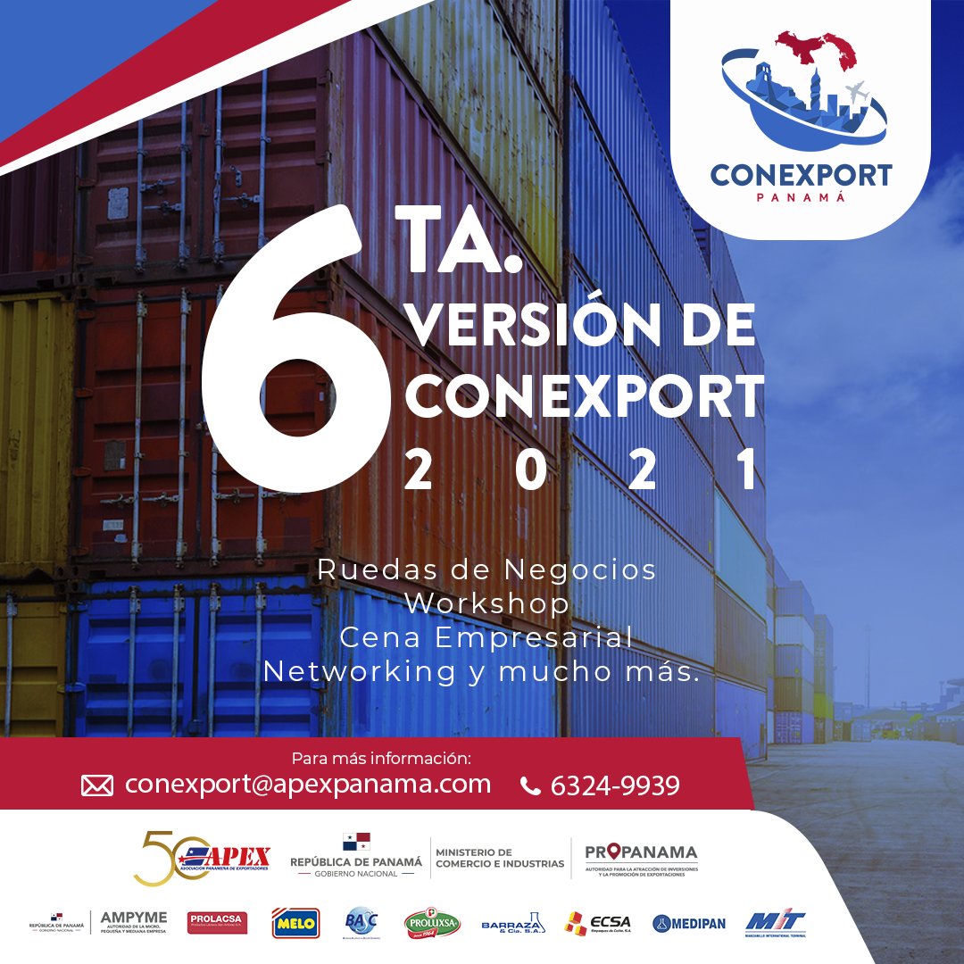 propanamagob's tweet photo. Está cerca la 6ta versión de #Conexport el congreso que incentiva a más empresas a internacionalizarse, ampliando su radio de acción y conquistando otros mercados 🇵🇦➡️🌐
Para más información 👇🏻
✉️ conexport@apexpanama.com
📱 63249939 https://t.co/p9OUGFXuPL