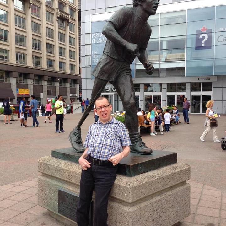 DDame's tweet image. I never got to meet him, but #TerryFox was my first hero. His spirit motivates me every day. I'm looking forward to leaving my wheelchair to walk 5km in this year's @WaterlooTFR walk to try and raise $300k. Please donate or share terryfox.ca/davedame @KWAwesome @CTVKitchener