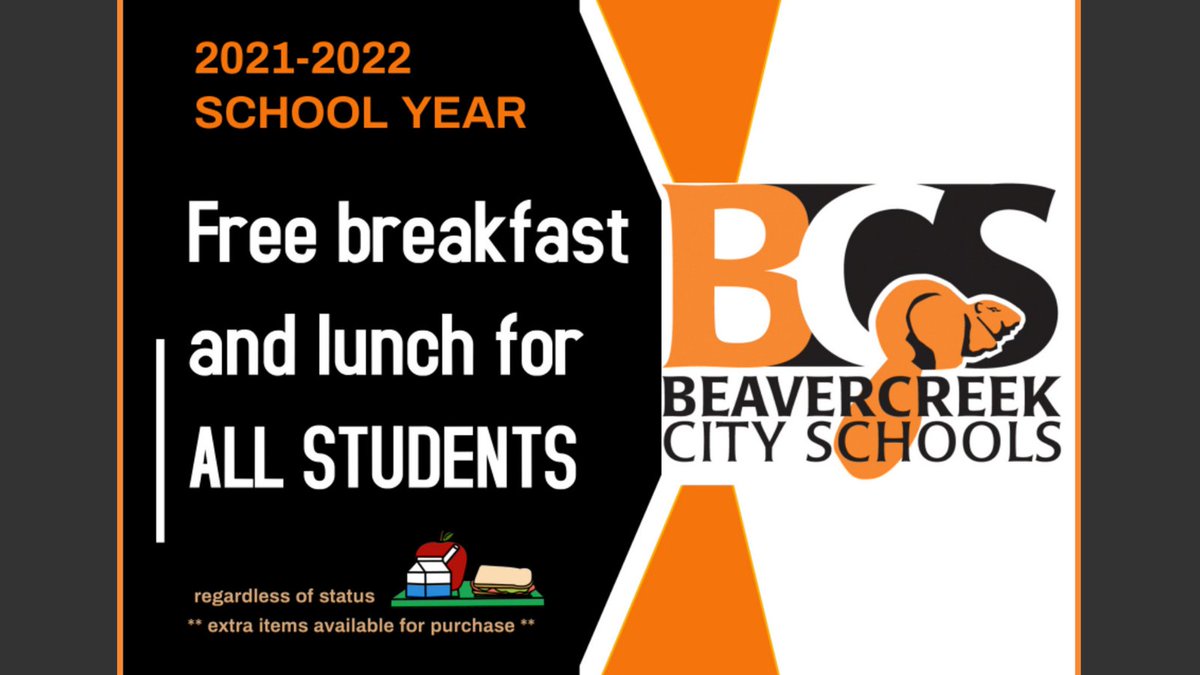 🥪 BCS are excited for another great school year with our families! We want to remind everyone that the USDA has extended the FREE meal program through the 2021-2022 school year. ALL students are eligible for free breakfast and lunch, regardless of status! #BcreekSchools