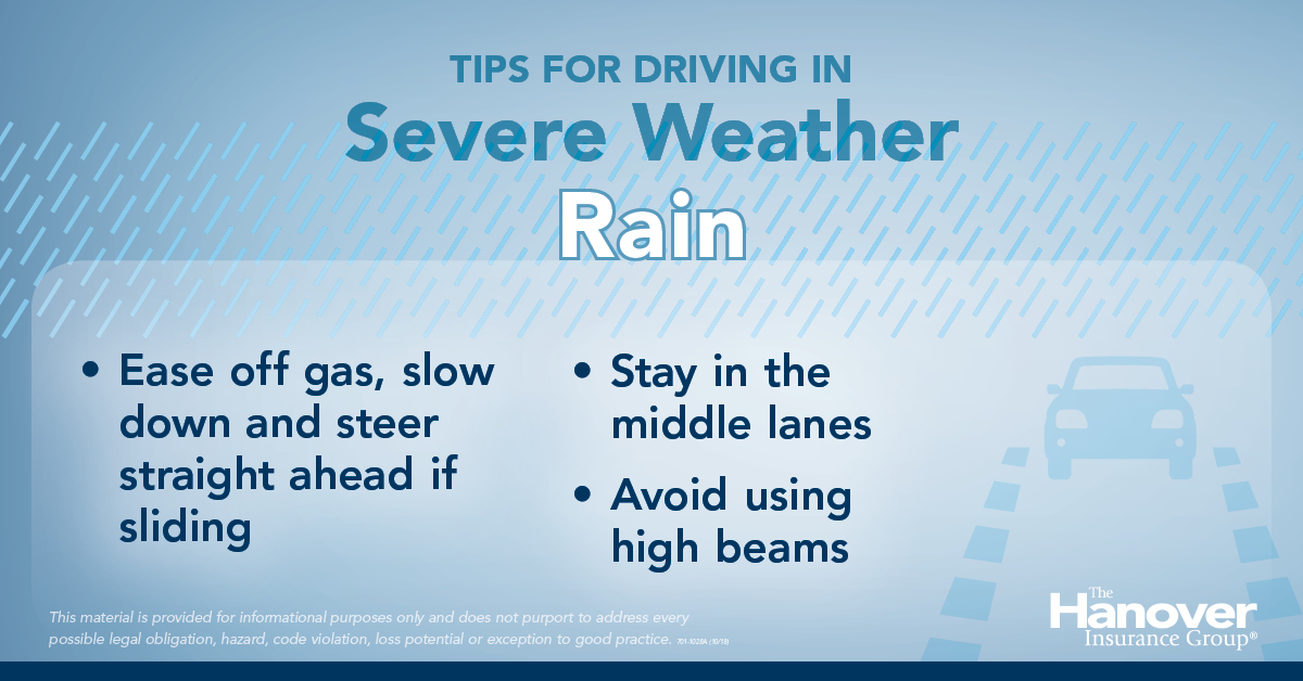 The_Hanover's tweet photo. Severe rain can make driving more challenging ☔. Stay safe with the help of these reminders. https://t.co/eqSJLV3iWX