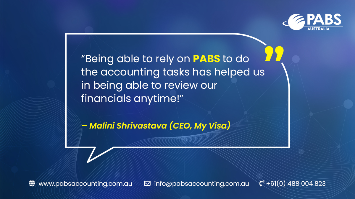 Thank you Malini for such incredible words. We're looking forward to continuing the same support &amp; enthusiastic approach in the coming times.

#pabsaustralia #testimonial #appreciation #accounting #outsourcing
