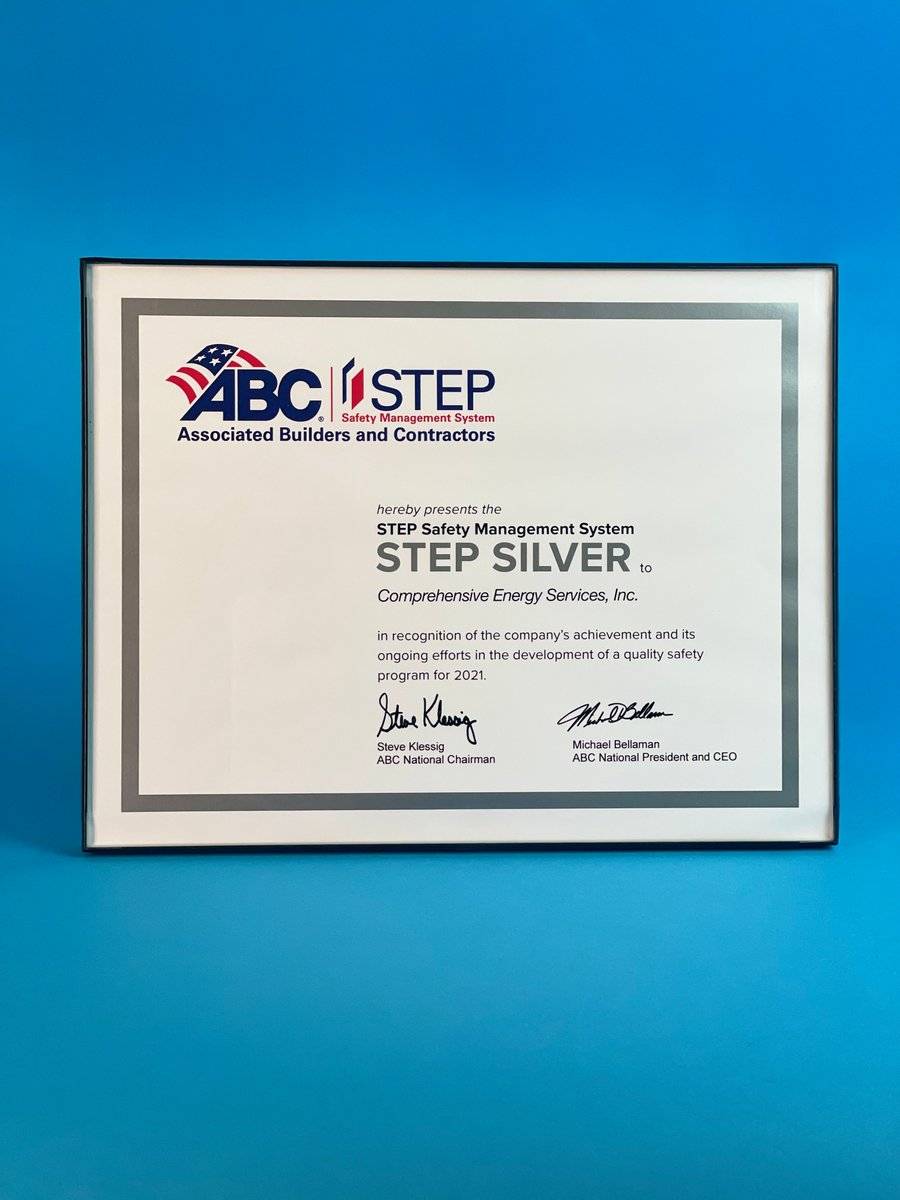 CompEnergySrvs's tweet photo. Did you know that CES has received ABC's Step Silver Award?! We are proud of our commitment and ongoing effort to bring safety to the workplace! #CFCABC #CES #ContinuallyEmphasizingSafety https://t.co/Eph3Yrbwvc