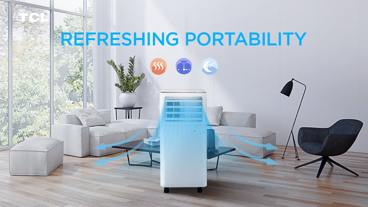tcl_africa's tweet image. #TCL_AC is a fresh #breeze on wheels bringing heat relief to any part of your home with its portable design. 

Tell us which room in your home would benefit from the #TCL_EliteAC. 
Use 🛏️ for the bedroom, 🛋️ for the living room and 🍽️ for the kitchen.