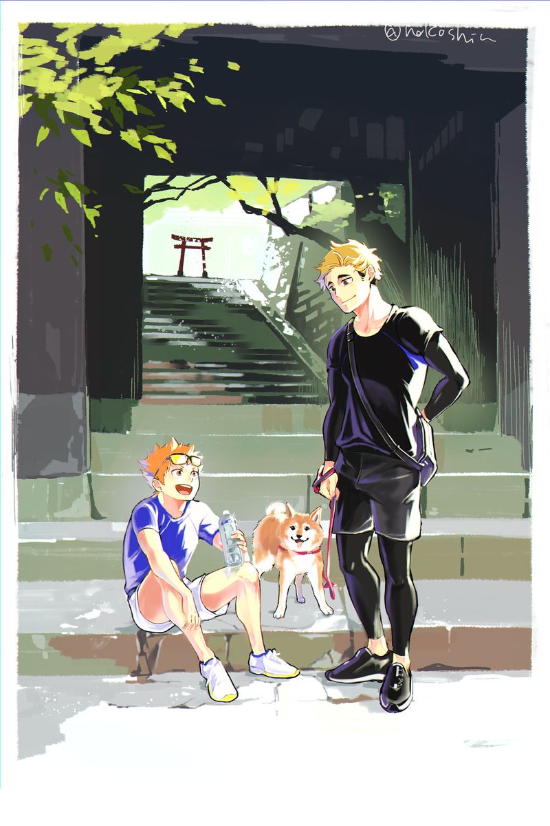 2boys multiple boys male focus shorts dog blonde hair smile  illustration images