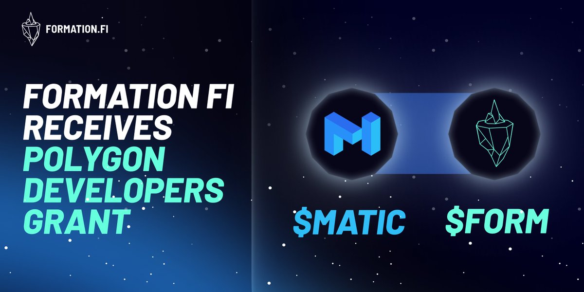 🚨 Formation Fi RECEIVES POLYGON DEVELOPERS GRANT!!!  $FORM ✈️ $MATIC 

Bringing Cross-Chain Risk Parity Smart Farming 2.0 to $MATIC 👊