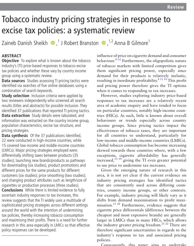 Dr Zaineb D Sheikh (@zainebdanish) on Twitter photo Our study published today in <a href="/TC_BMJ/">Tobacco Control</a> examines how Big Tobacco’s price games undermine tobacco taxation <a href="/JRBranston/">Rob Branston</a> <a href="/BathTR/">Tobacco Control Research Group</a> <a href="/UniofBath/">University of Bath</a> Our study published today in <a href="/TC_BMJ/">Tobacco Control</a> examines how Big Tobacco’s price games undermine tobacco taxation <a href="/JRBranston/">Rob Branston</a> <a href="/BathTR/">Tobacco Control Research Group</a> <a href="/UniofBath/">University of Bath</a>