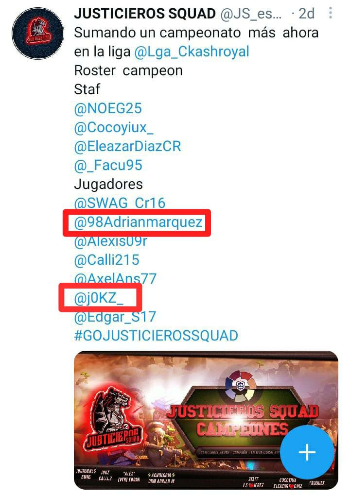 EsportsTakana's tweet photo. #Denuncia_Comunidad

Hace 02 días jugamos la final contra el equipo Justicieros Squad @JS_esports_01, aceptamos la derrota ya que son un gran equipo pero anonimante nos llegaron pruebas de que dicho equipo practica el uso de multicuentas. https://t.co/ynE2CJNI6x