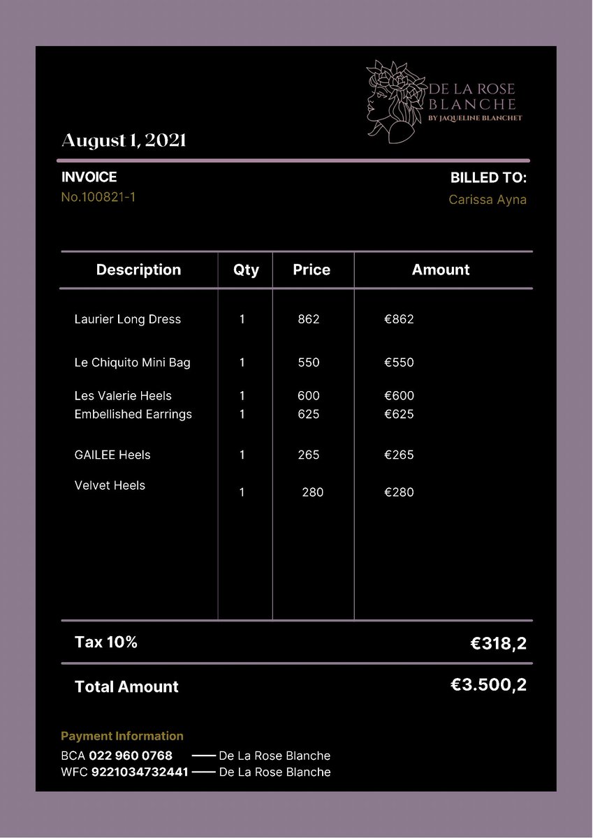 DLBLANCHESTORE's tweet photo. (cont) account and is attached to this email in PDF format. Please complete the payment in 1x24 and send the proof to our email. 

Thank you for choosing us to complete your drawer!

𝐅𝐑𝐎𝐌 𝐃𝐄 𝐋𝐀 𝐑𝐎𝐒𝐄 𝐁𝐋𝐀𝐍𝐂𝐇𝐄,
𝐖𝐈𝐓𝐇 𝐋𝐎𝐕𝐄.

🖇 Invoice No. 100821-1 https://t.co/3ofEZAgBbX