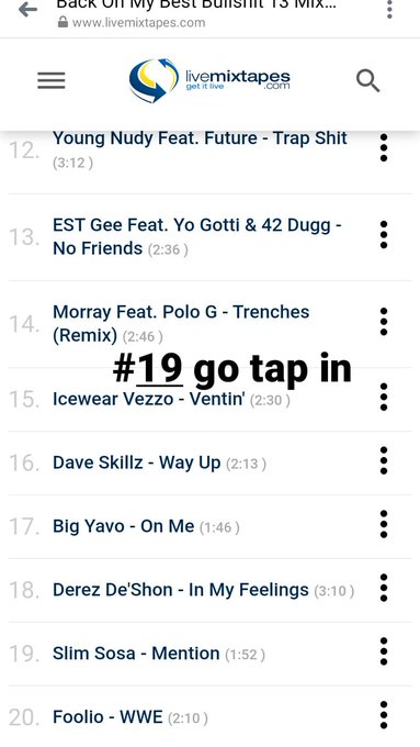 Biggest mixtape out.  #19 https://t.co/Wdee11TlRi<a href="/tag/19double0"class="tags"><span>#19double0</span></a>