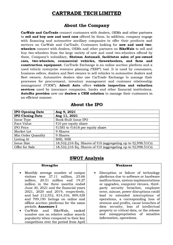 theFinanceDr_'s tweet photo. Should you apply for car trade IPO? Here is what I think for the same.
Conclusion sheet in the thread.

#CarTradeIPO #StockMarket https://t.co/XrVBTrp5Wk