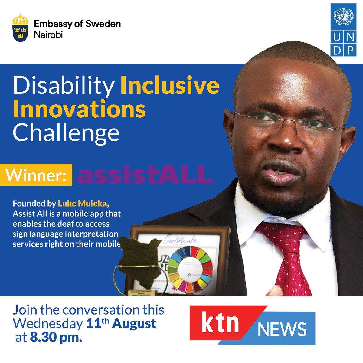 SignsTvKenya's tweet photo. Tomorrow on @KTNNewsKE ,tune,watch and learn more on #assistivetechnology on Inclusive Innovations by the Signs Media Kenya Limited MD.Luke Muleka.@UNDPKenya @sdgambassadors @SafaricomPLC @KCBGroup @Ncpwds @SDGaction @TheActionKenya @KiliBlind @ https://t.co/1qRbWQ4Qvz