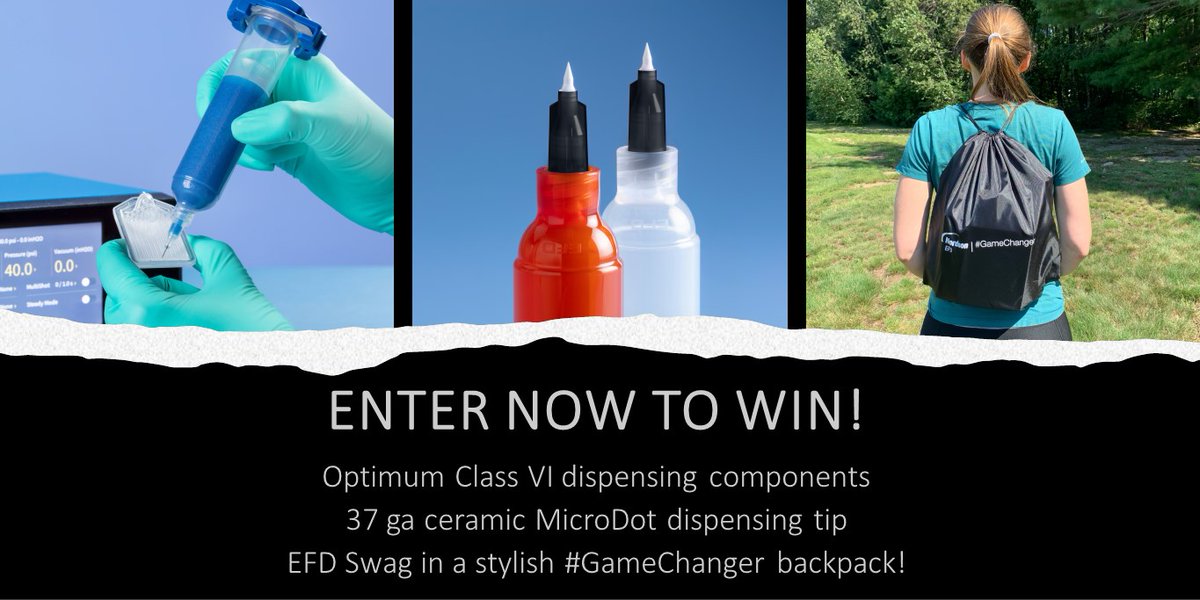 NordsonEFD's tweet image. Enter for a chance to win at #MDMWest Booth 2915! Giveaway includes #ClassVI syringe barrels with pistons, MicroDot tips that can apply fluid deposits as small as 100 μm, and more! nordsonefd.info/2V4UiDv

#fluiddispensing #medical #medtech