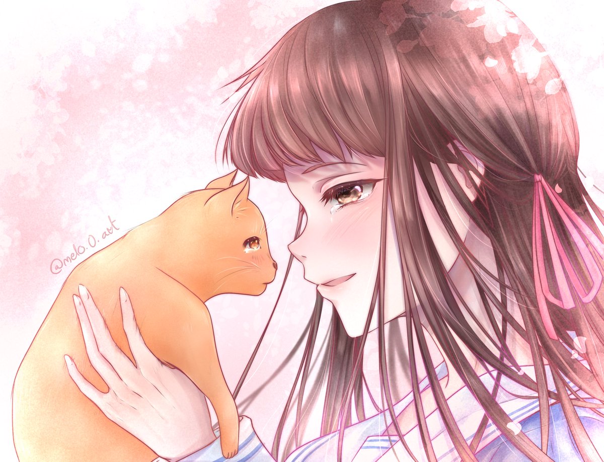 Kyoru 🌸🐱🍙🌸 ..
Here’s a fanart of Kyo in his cat form and tohru … I took some inspirations from the art of the last ending song 🌸

🌸 #Furuba #fanart #fruitsbasket #animefanart #tohruhonda #kyosohma #kyoru #フルバ #イラスト #digitalart #ArtistOnTwitter #furubafanart