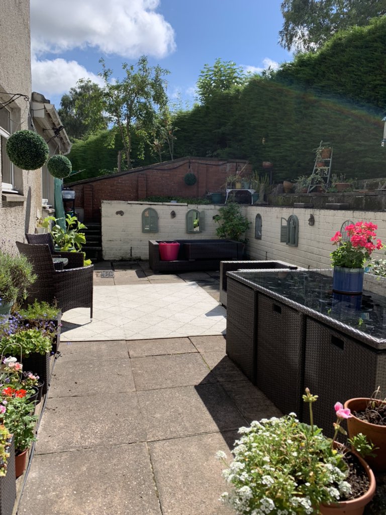 Brackens1's tweet photo. The after and before - the patio has been stripped of its plants ready for a glass safety balustrade & raised composite decking - to cover the kitchen and patio door steps. #ageproofing #gettingold 😊 https://t.co/5lAEKBVIap