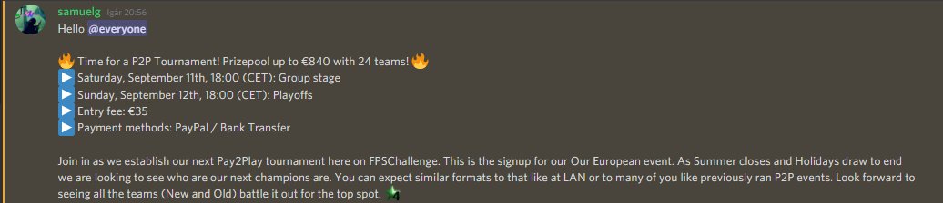 A upcoming cod4 promod P2P Tournament in september, go join this discord: discord.gg/uKszMThrUs fix a team/ find players play some ladder games fpschallenge.eu 
how to install the game 👇cod4promod.eu/how-to-install…
🙃in wait of <a href="/PlayPromod/">PROMOD</a> release 🤜🤛 see you guys there 🤑