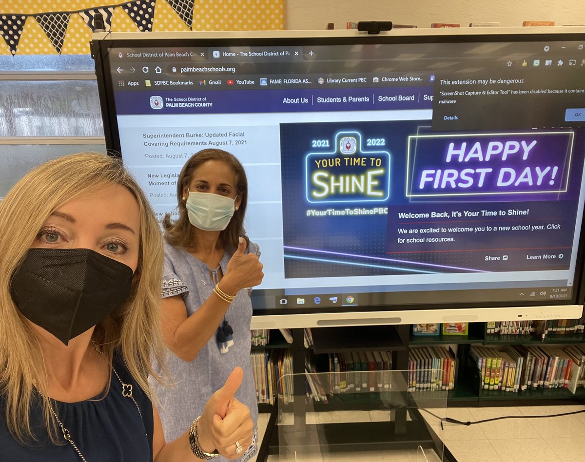 EpsteinCaroline's tweet photo. Happy First Day @pbcsd @BinksForestES @bfesfinearts @ERingvald Your media center is ready for student instruction &amp; programming! #WeAreTeachersToo @EducationFL #YourTimetoShinePBC https://t.co/9Vnt2T4BEC