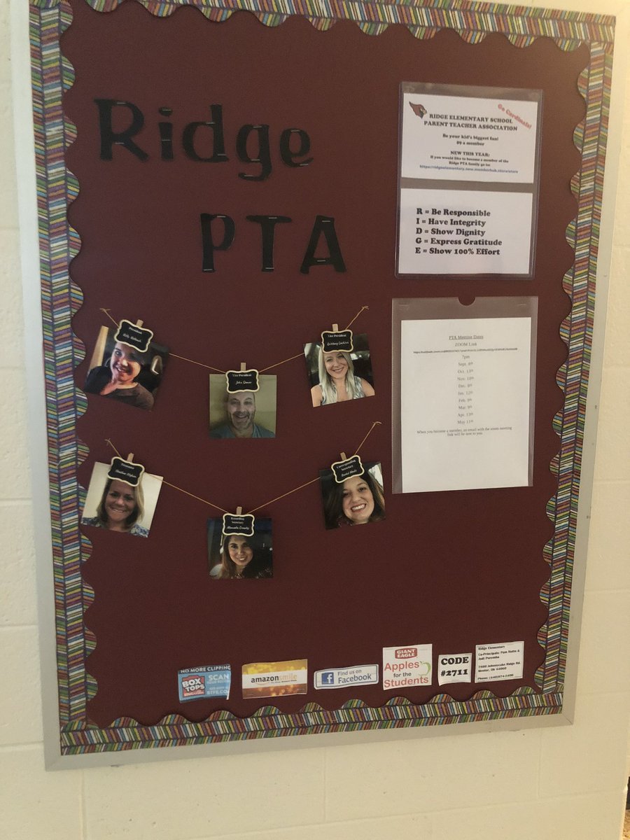 <a href="/PTA_ridge/">Ridge Elementary PTA</a> bulletin board is ready for the first day! We are so thankful for this commuted group of parents and families!#RidgeEsRocks