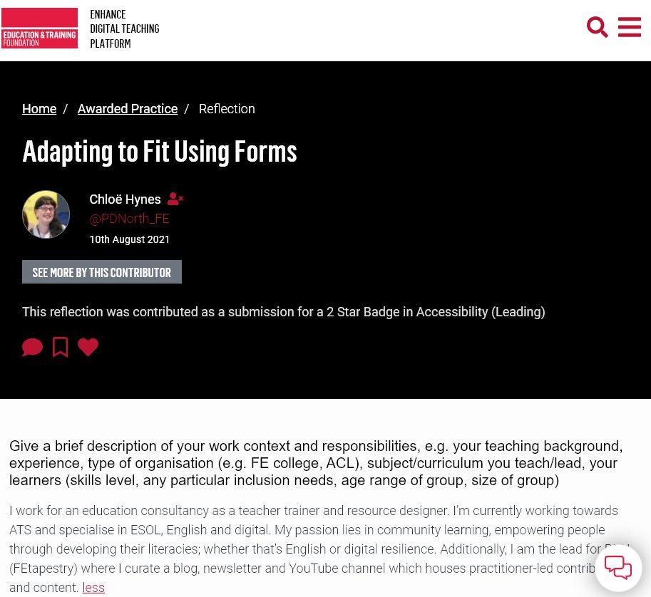 vikkiliogier's tweet photo. @ChloeFibonacci @E_T_Foundation Just read your reflection on the Enhance #EdTechSWAP wall Chloe! Fabulously inspirational! Love the way you managed to relay the #accessibility journey you explored. It demonstrates well the practitioner's thinking process. Can't wait to read your blog!
https://t.co/tQQCGtBUH9 https://t.co/OjP5rEDoyZ