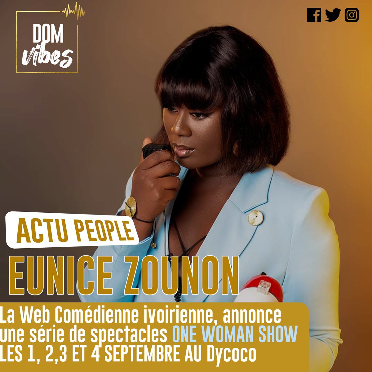 domcontentprod's tweet photo. #DomKiffe
La web comédienne ivoirienne @EuniceZunon annonce une série de date pour son ONE WOMAN SHOW
@DomWomenGN @224comedie https://t.co/Aw42wkcaZc