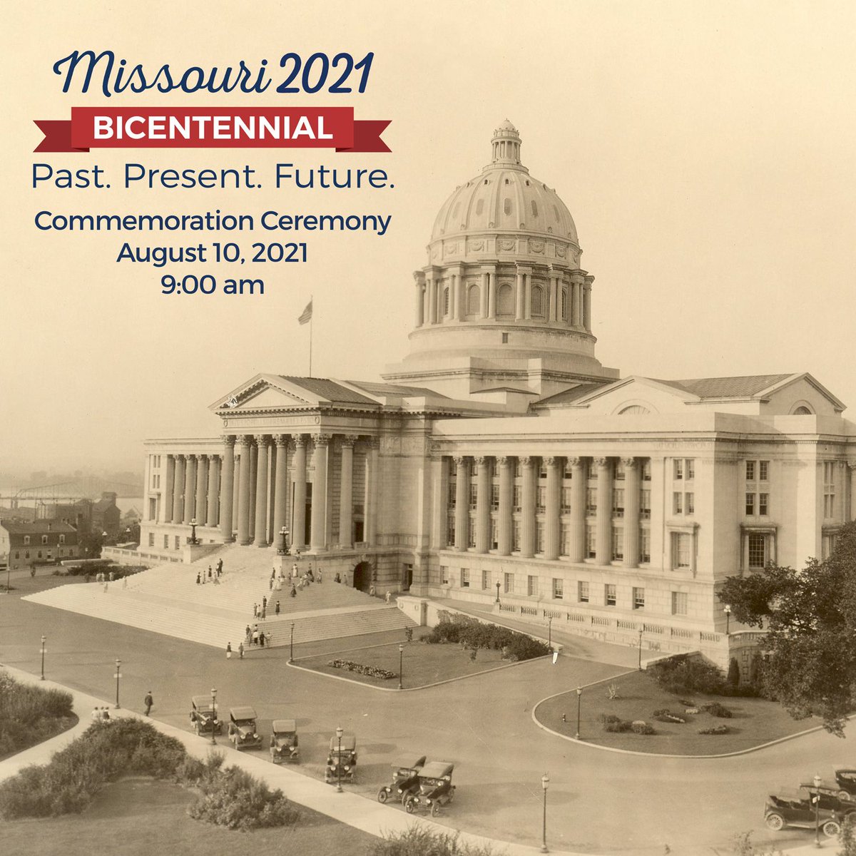 See you today–9am at MO State Capitol for the Missouri Bicentennial Commemoration! Speaking is Carrie Tergin, Gary Kremer, <a href="/RoyBlunt/">Senator Roy Blunt</a>, Paul Wilson, @GovParsonMO, &amp; Poet Laureate Maryfrances Wagner #Missouri2021

Join us in person or stream online at bit.ly/3jIKfMI
