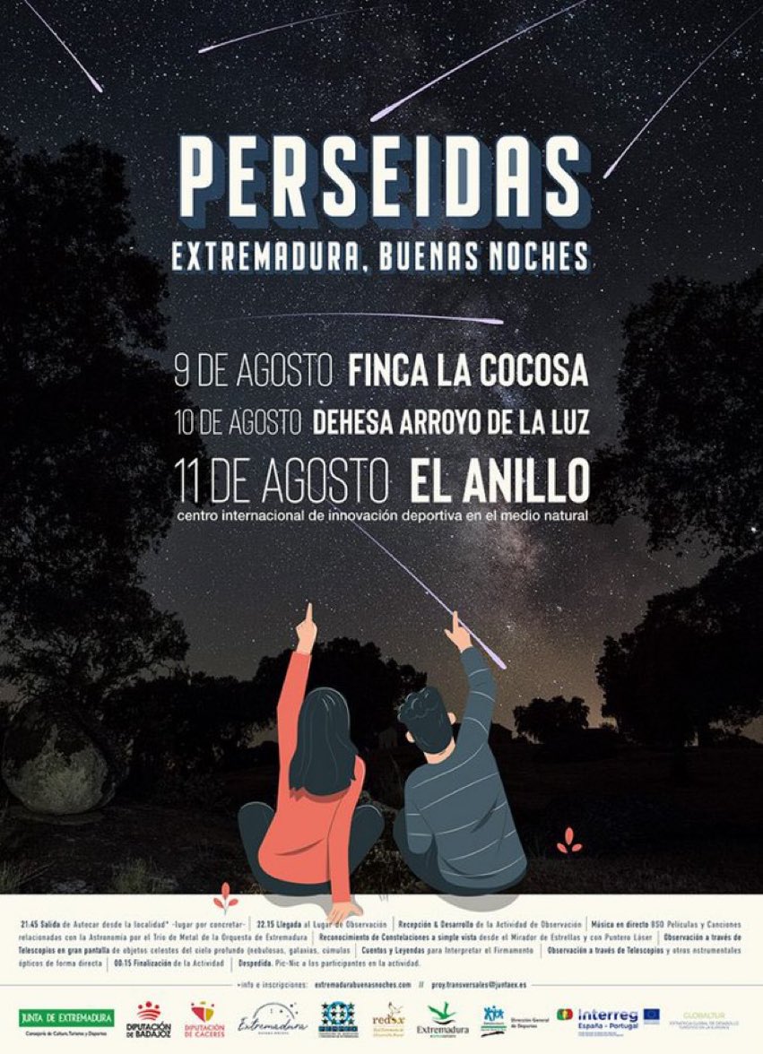 Nos vemos esta noche en #ArroyodelaLuz 🌠 🤗#ExtremaduraBuenasNoches #MiradoresCelestes #Perseidas2021
