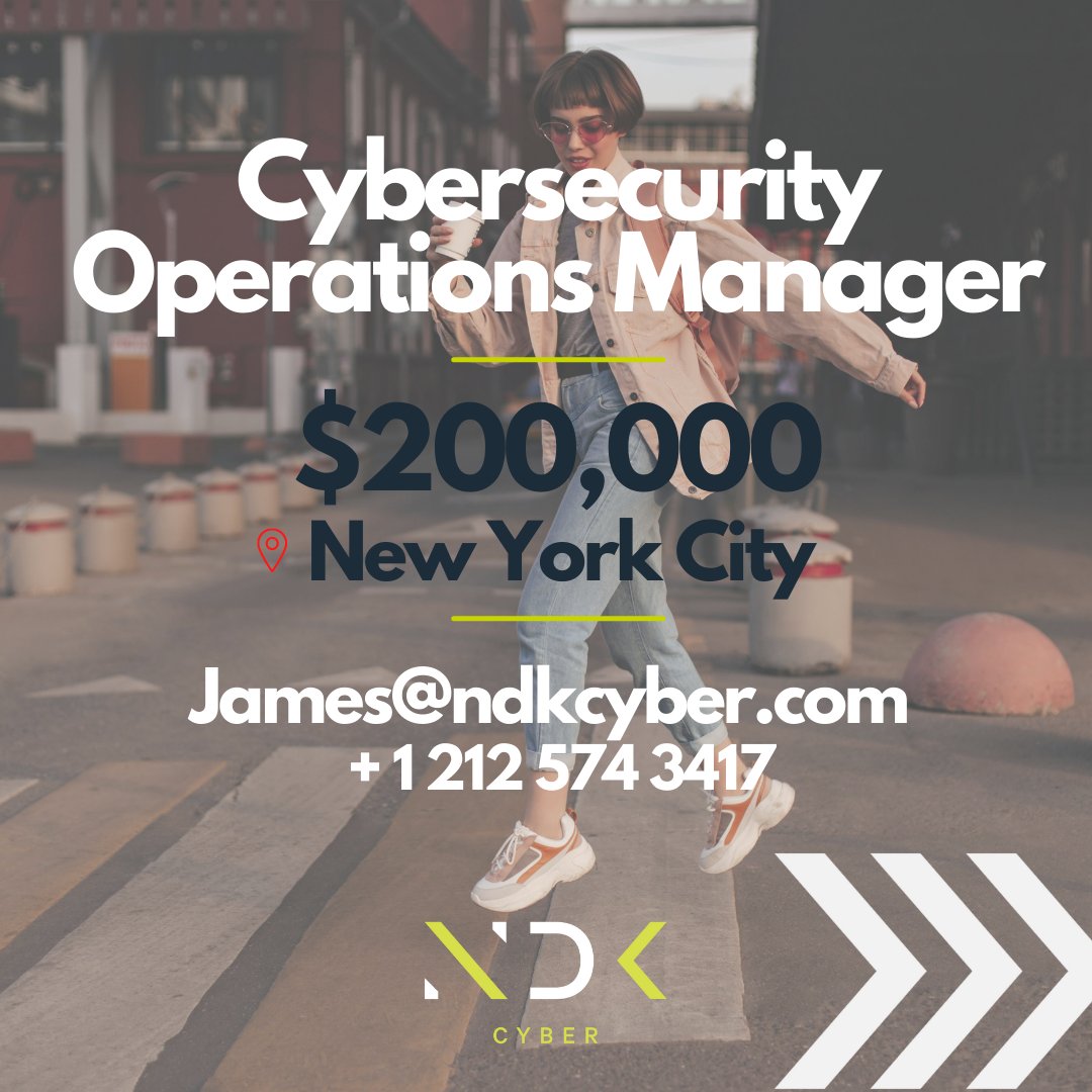 ndkcyber's tweet photo. We are looking for a Cyber Security Operations Manager in the heart of New York City. This is a fantastic opportunity to manage a stable and reliable team in an organisation relatively unaffected by the pandemic. More info and how to apply: https://t.co/zZqED8V25b #cybersecurity https://t.co/ZmNuuuQ69U