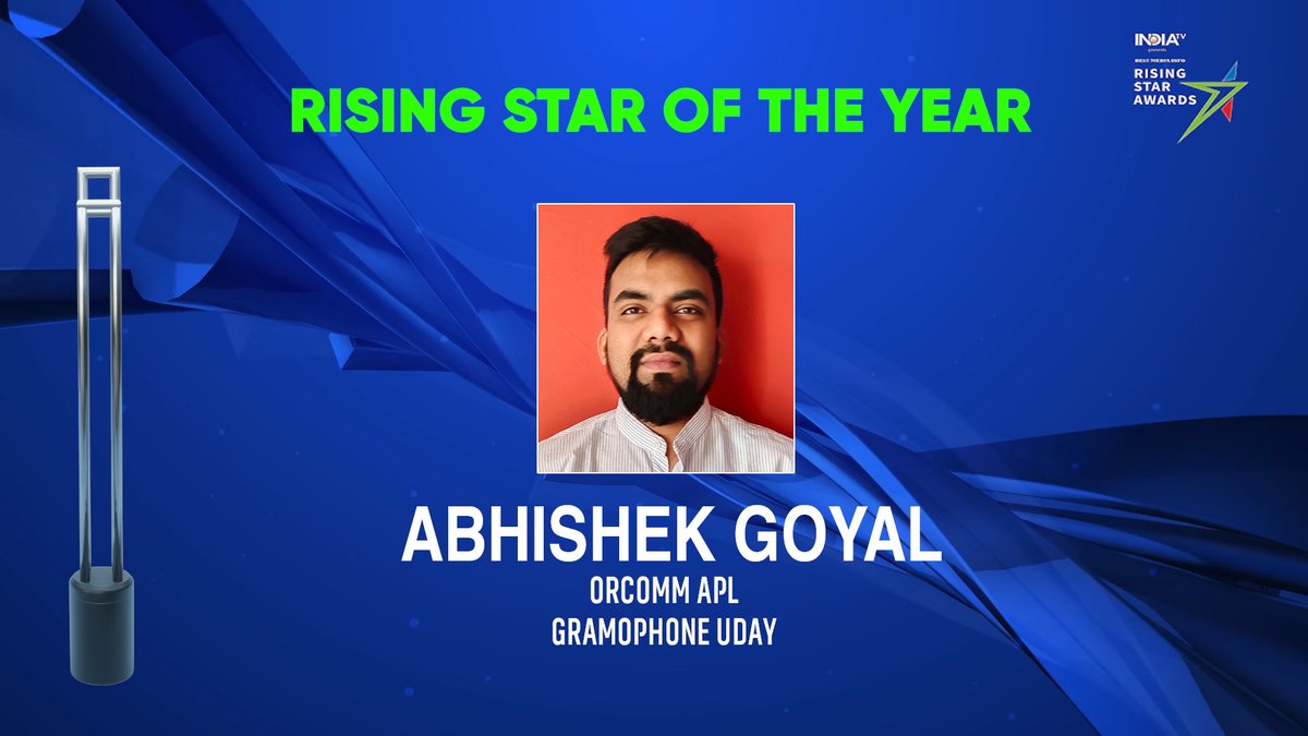 BestMediaInfo's tweet photo. #RisingStarAwards2021 - The Rising Star of the Year High Chair goes to Abhishek Goyal of @OrcommAPL https://t.co/aCr8eBxz7Q