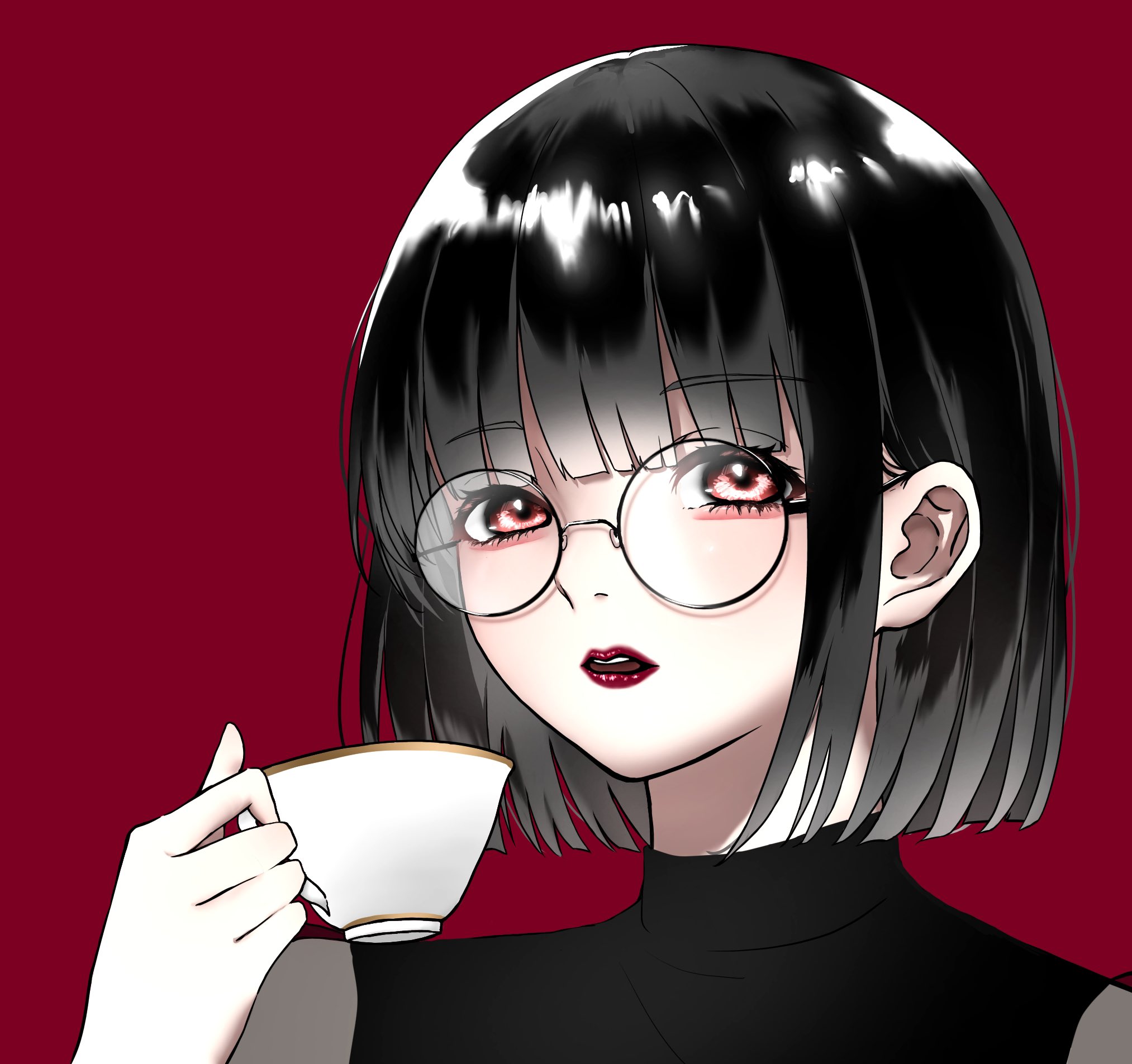 でゅす 黒髪メガネの女の子描いた イラスト 創作 絵 画 オリジナル Illustration Illust Illustrator Art Artwork Drawing Draw Design Doodle Original Ibispaintx Artist Digitalart Procreate Originalcharacter 女の子 黒髪ボブ
