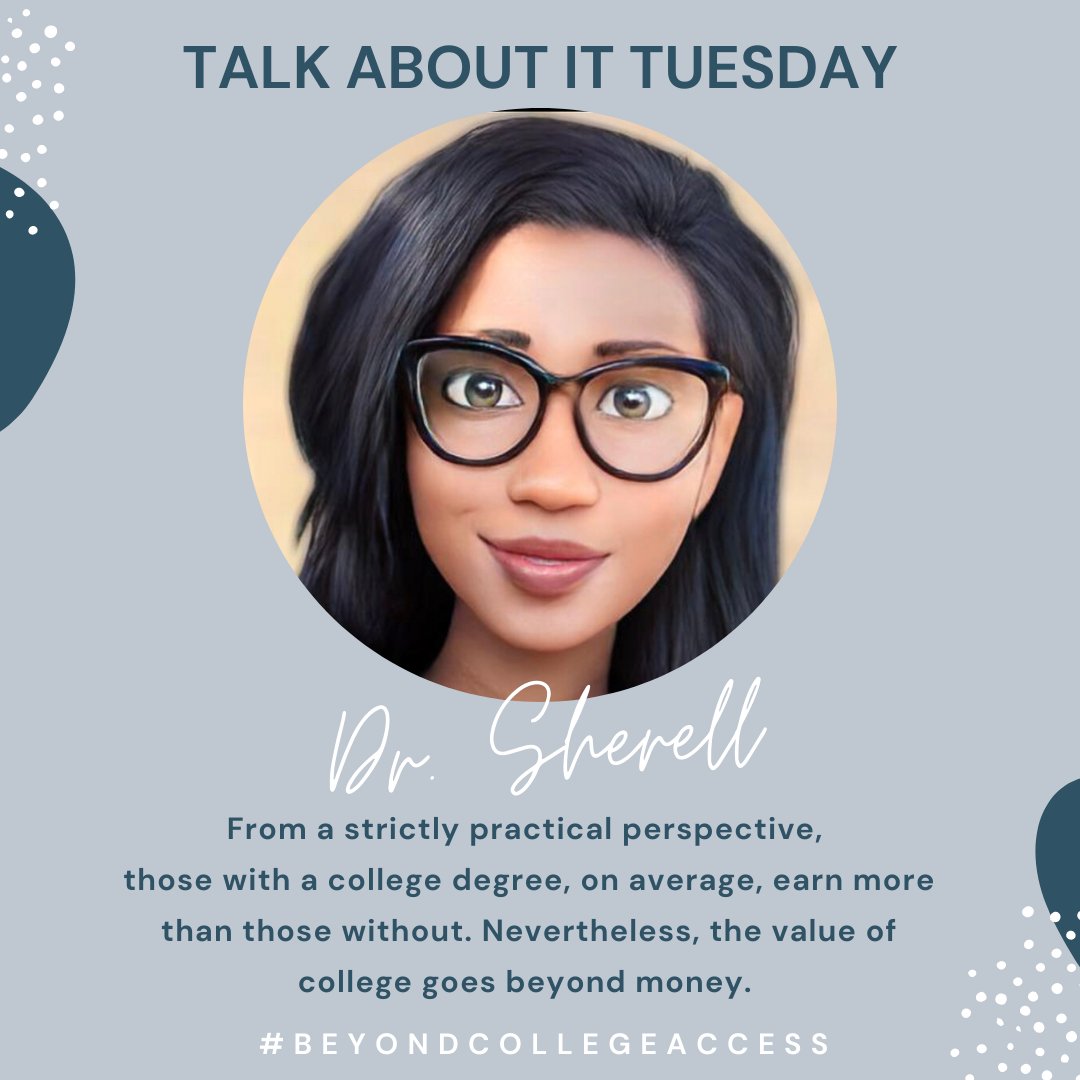 bcollegeaccess's tweet photo. The @BLS_gov shows that college grads make 67.3% more than those with a HS diploma.
📌 Beyond money, is college still valuable?
Read here: https://t.co/SJIHeUyNGV
#BeyondCollegeAccess #TalkAboutItTuesday #BacktoSchool #CollegeValue https://t.co/qADsHhho81