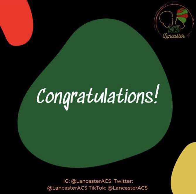 Congratulations once again! If you know you’re coming to Lancaster university this year, dm us to join our ACS first years group chat! 🎉🎉