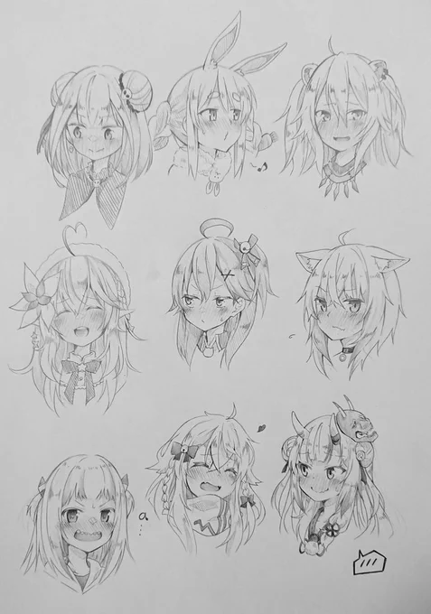 これはキャスで描いてた過去絵です✨
1枚目～3枚目はホロメン照れ顔落書きで4枚目は幼女化したホロメン落書きです☺️✨ 