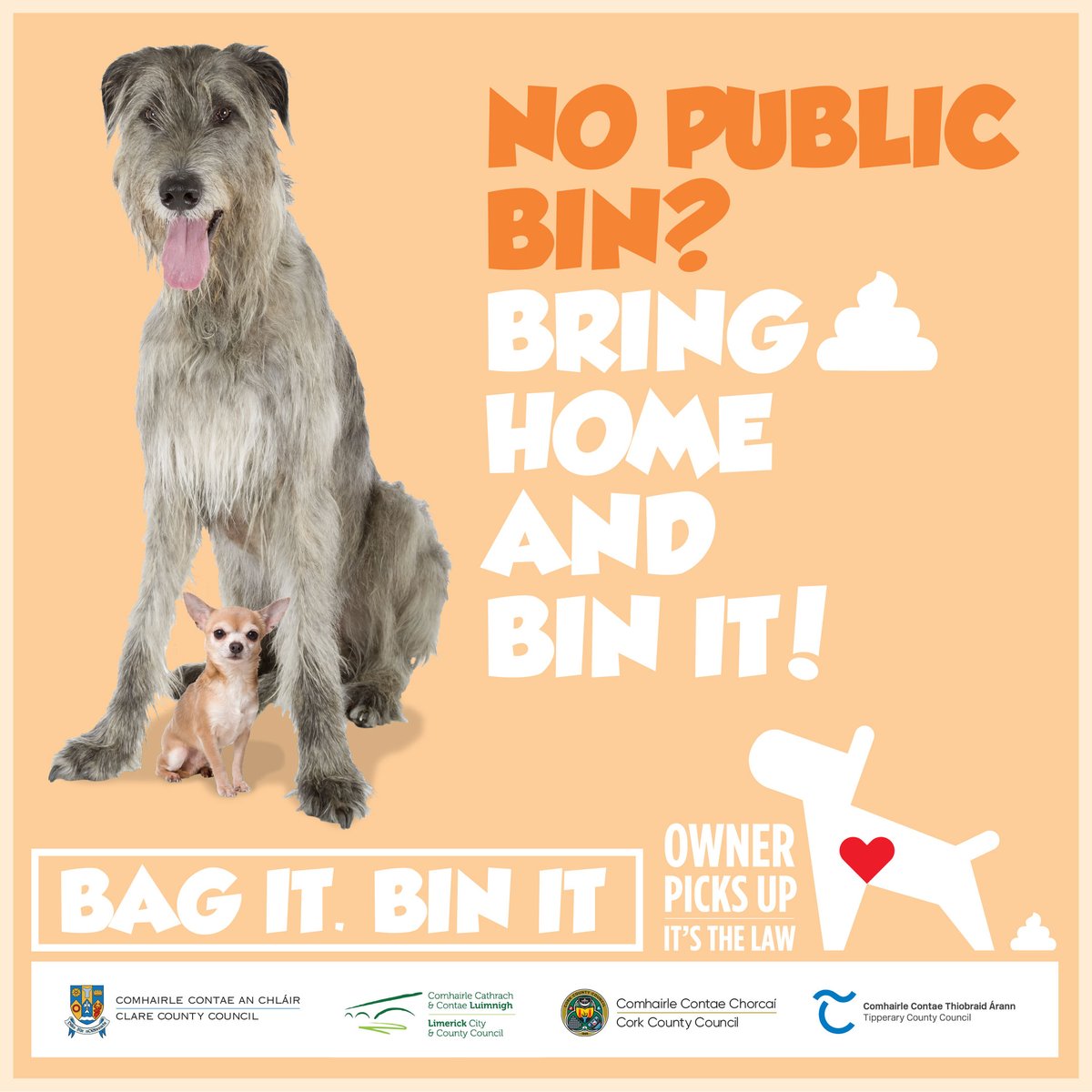LmkTidyTown's tweet photo. As dog owners we are responsible for cleaning up after them. While it might be smelly, we must bring it home to put in general waste if no public bin is available. Always pick up after your dog. Protect public health. #BagitBinit #OwnersPickUp #LoveYourDog @LimerickEnviron https://t.co/DHbI7fIuZF