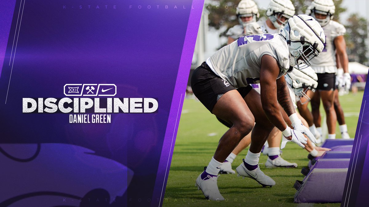 KStateFB's tweet photo. Core Values Awards of the Week
Committed β‘οΈ Joe Ervin (@jErvin_9)
Disciplined β‘οΈ Daniel Green (@Only1_Deuce2)
Selfless β‘οΈ Jaren Lewis (@jarenandrelewis)
Tough β‘οΈ Ty Zentner (@tyxzentner)
#KStateFB https://t.co/abXN2rNR8O
