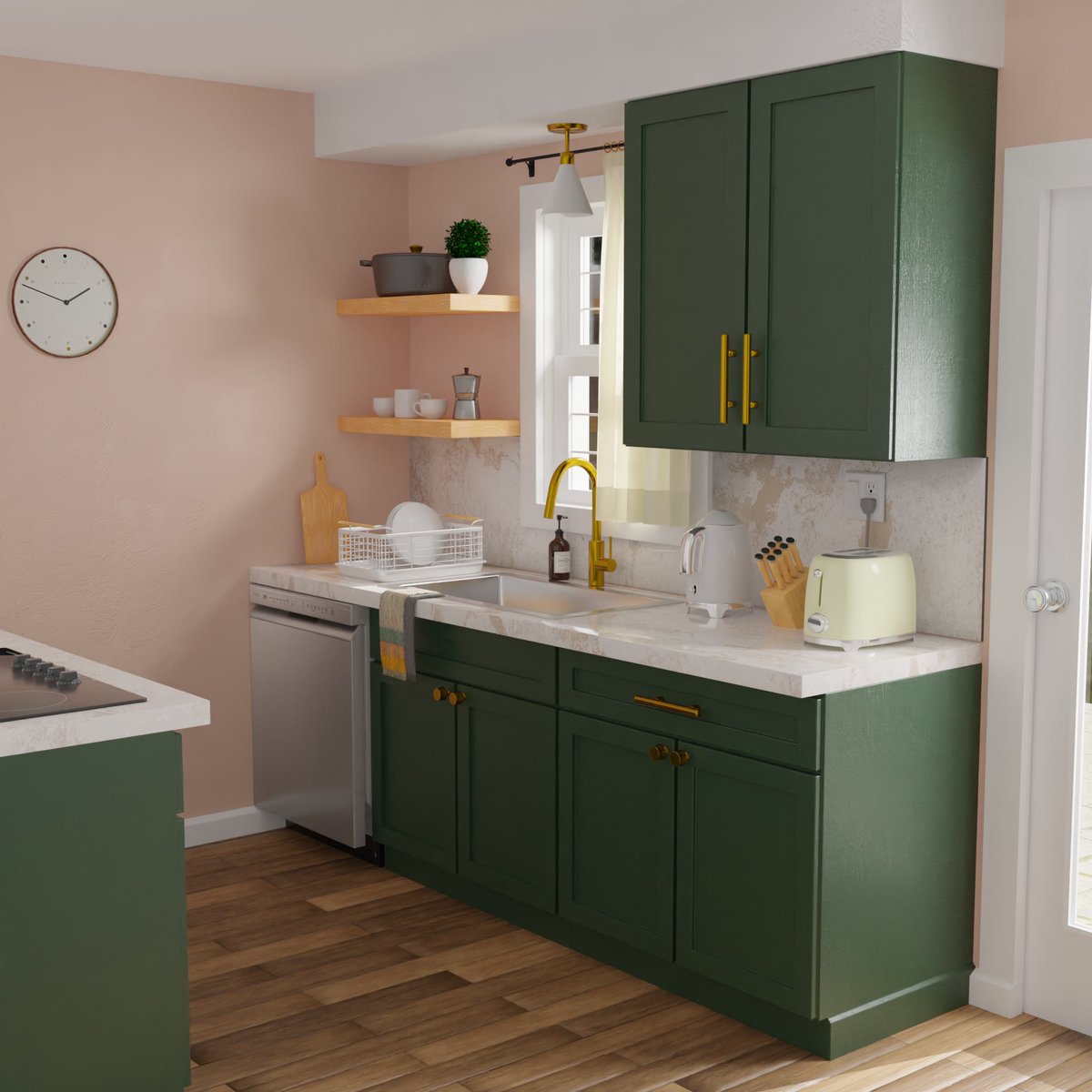 Aah yes, I did a new project instead of finishing the ones I've been working on for months.

soo yeah here's a little kitchen.

Also, this took way too long to finish, I blame the olympics for distracting me.