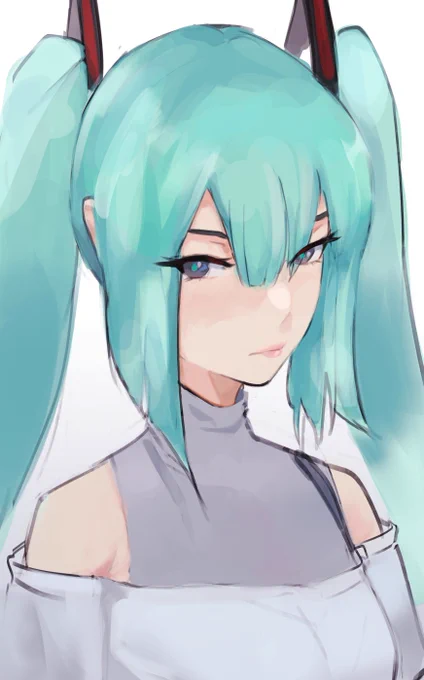 #miku100 Day 8 -Was trying to practice my hair rendering #illust #HatsuneMiku #VOCALOID 