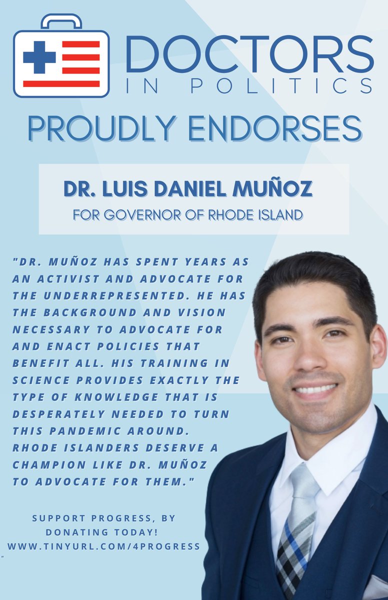 LuisDanielMun0z's tweet photo. ENDORSEMENT ANNOUNCEMENT📢

Thank you to @docsinpolitics for standing with me! It is time to enact programmatic changes that will improve the quality of life for all Rhode Islanders. It's time for change, choose progress 👉🏽 https://t.co/DoMMfAD9wo

 #together #RhodeIsland #munoz https://t.co/OUKz0Ry2bZ