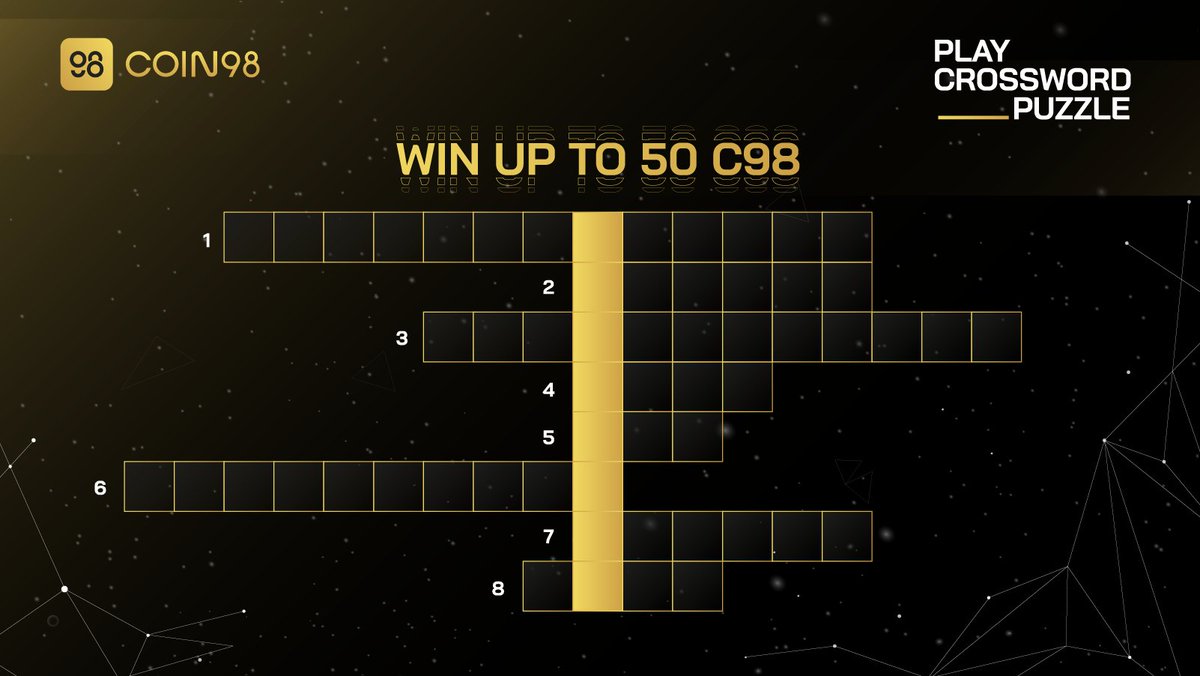 Coin98 Super Wallet (@coin98_wallet) on Twitter photo 🔥Play Crossword Puzzle - Win up to 50 #C98
 
How to join:
 
✅ Answer the question to fill the corresponding rows and find the hidden keyword in the column.
✅ Comment your answers and the keyword with the QR code of your BEP20 wallet address
✅ RT & Tag 3 friends 🔥Play Crossword Puzzle - Win up to 50 #C98
 
How to join:
 
✅ Answer the question to fill the corresponding rows and find the hidden keyword in the column.
✅ Comment your answers and the keyword with the QR code of your BEP20 wallet address
✅ RT & Tag 3 friends