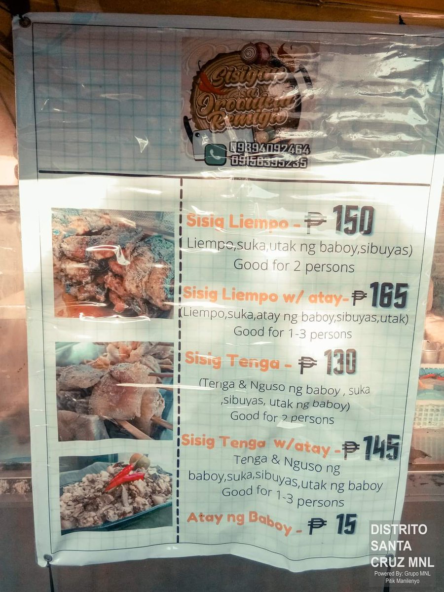 DTCAM_'s tweet photo. #ManilaSupportLocal  "The Secret of Remigio since 1992" - Sisigan Sa Oroquieta Remigio 
Oroquieta corner Remigio Street, Santa Cruz

Masasabi mo itong Sisigan sa Oroquieta Remegio ay isang tatak Manilenyo at Lehitimong Ka Distrito Santa Cruz!!

📷 Photo Credit: @manilenyonggala https://t.co/iTXyVsYhnU