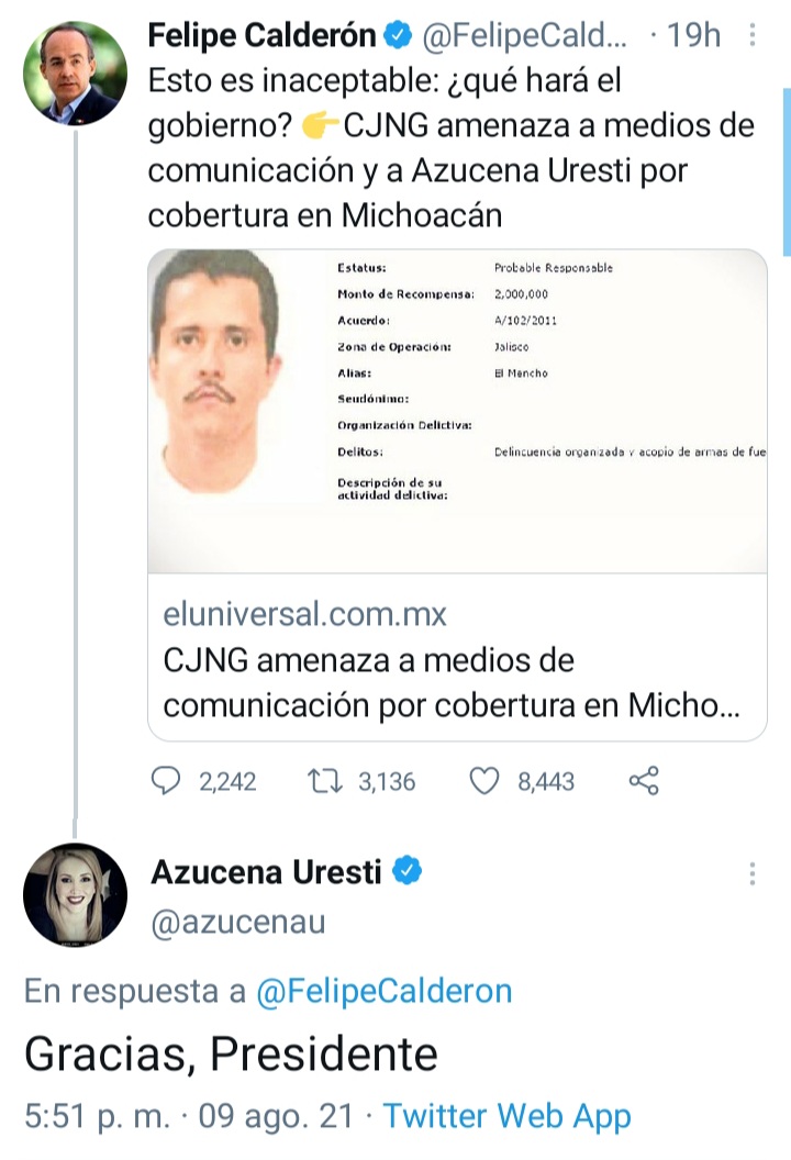 sevillacritico's tweet photo. ¿Y esto? Avísenle a doña Azucena que su "Presidente" (con mayúsculas) es precisamente el que dejó escapar al Mencho, su perseguidor. 👇😑 https://t.co/rsG9I01cIS