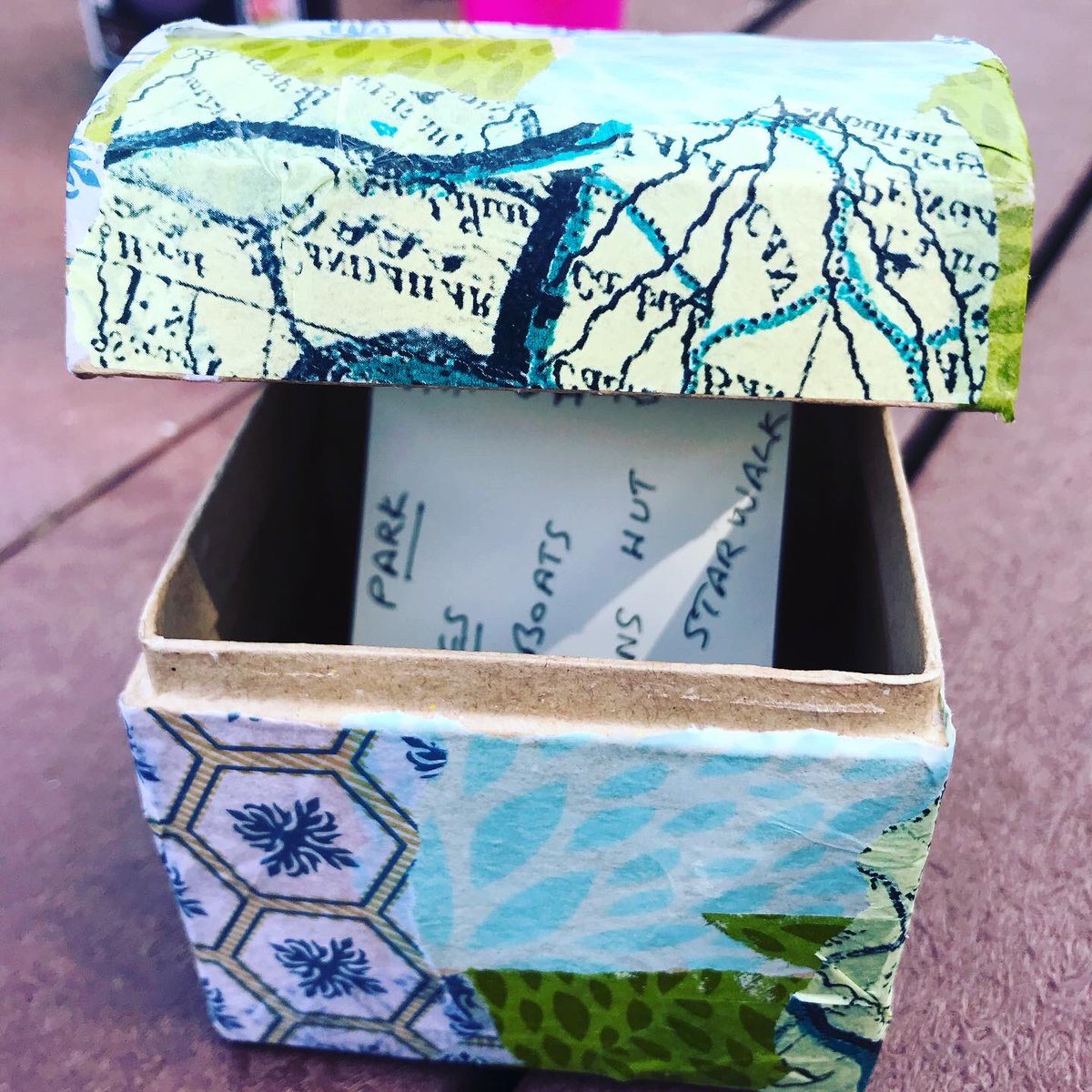 ArtistsInthe's tweet photo. Great #decoupage treasure boxes made at our #artconsultation event at #hillsboroughpark with @ignite_sheff  What do you treasure about the park? #Sheffieldissuper https://t.co/omFAh3mDnJ