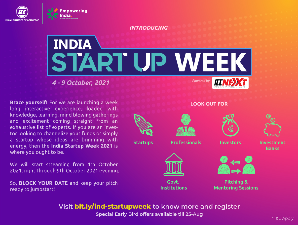 ICC_Chamber's tweet photo. Are you ready for an exhilarating week, power-packed with learning, fun and networking?
Introducing #IndiaStartupWeek - a series of events emerging from the #Startup circuit around the world.
Visit https://t.co/zkO6wjH3Eq to know more and register.
#IndianChamberOfCommerce https://t.co/PWIKZwhHdr