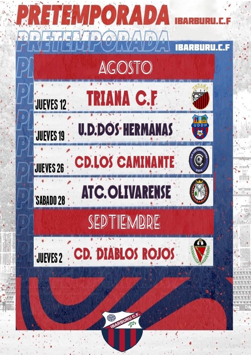 🔴🔵PRETEMPORADA ⚽️ 🔴🔵

Esto serán nuestro rivales en los siguientes partidos amistoso de preparación 💪🏻⚽ del equipo senior.
#todossumamos
#ibarburucf
#elcorazondelbarriodesde1973
#trabajarpornuestroescudo