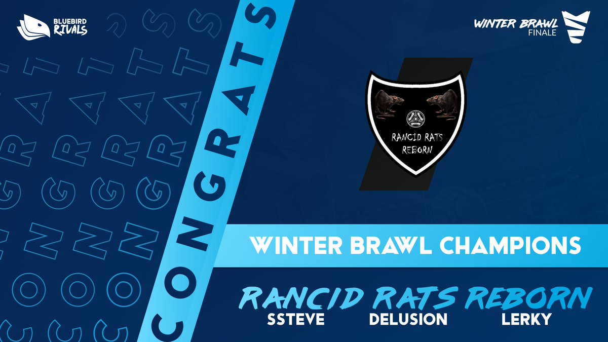 BlueBirdRivals's tweet photo. 🐀 THE RATS ARE BACK! 🐀
Congratulations to the #RancidRatsReborn, as they take out #shamisen in a very close Game 7 to become your #WinterBrawl❄️ Champions🏆.
A massive shoutout to everyone involved with the #WinterBrawl and we will see you this Friday with the #WeeklyBashS2. https://t.co/tz4najymQR