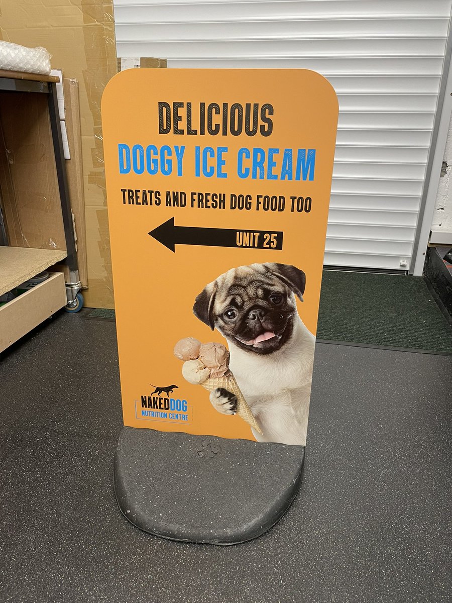 doubleUprint (@doubleuprint) on Twitter photo Treat your doggy to some delicious ice cream.
We made this weighted base Pavement sign for Naked Dog at Chivenor business park.
#pavementsign #directionalsigns #rawdogfood #doggyicecream #Design #Print #Signs Treat your doggy to some delicious ice cream.
We made this weighted base Pavement sign for Naked Dog at Chivenor business park.
#pavementsign #directionalsigns #rawdogfood #doggyicecream #Design #Print #Signs