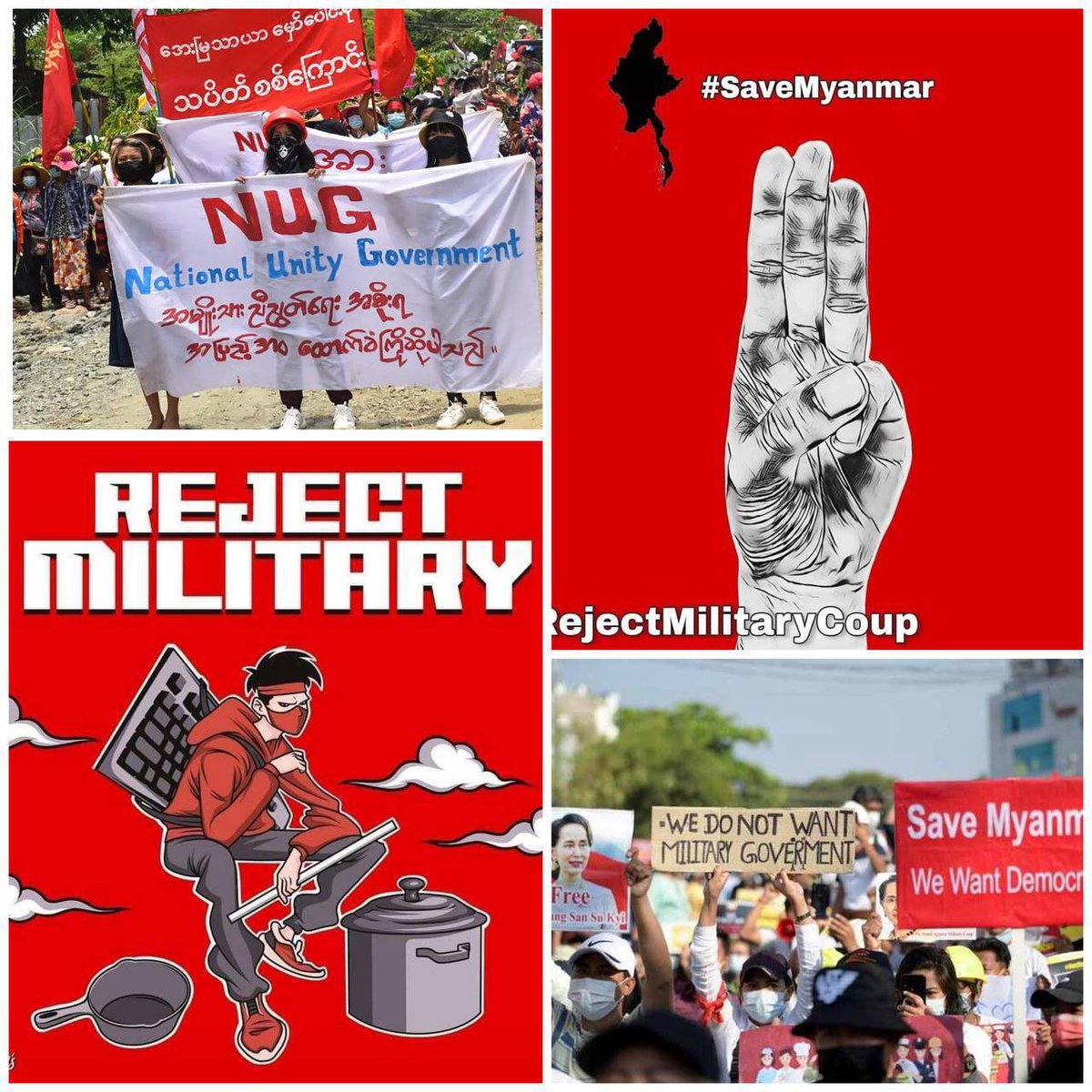 Myanmar civilians are confronting not only the dictators’ #CrimesAgainstHumanity on us but also the dreadful covid which is intentionally dispersed by Junta.<a href="/UN/">United Nations</a> please,accept our legal Government <a href="/NUGMyanmar/">National Unity Government Myanmar</a> to end these tragic actions of Junta
#AcceptNUG_RejectMilitary