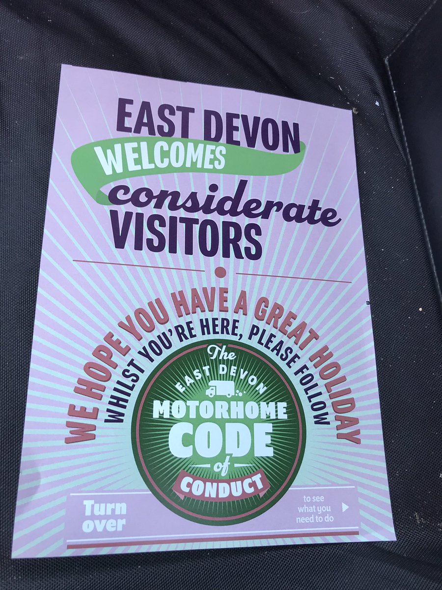 eastdevon's tweet photo. Our specialist enforcement and cleansing team have been distributing advice to motor homes in the East Devon District Council area today #EDDCreact #advice #Devon #StreetScene our new Motorhome code https://t.co/enBkyuVpES