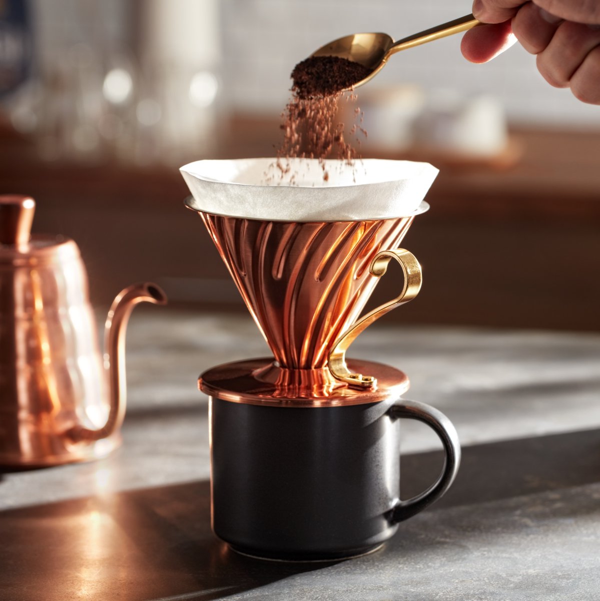 We’ve mastered the science of roasting a small bean to perfection. Try the pour over method for yourself at home. Visit spr.ly/6012yc0BE for more brew methods. #1850Coffee