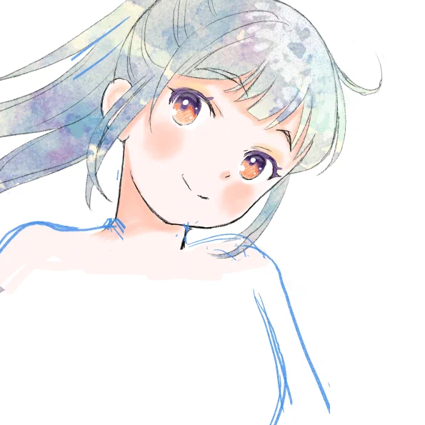 顔が決まらないと絵のモチベーションが上がらないので、先に描くのですが、ポーズが決まりませんw 